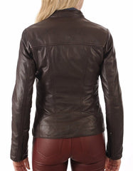 Luna Brown Leather Biker Jacket