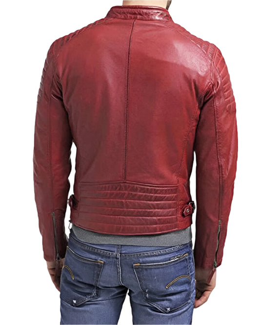 Lupo Red Leather Biker Jacket