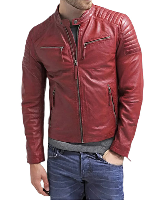 Lupo Red Leather Biker Jacket