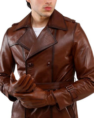 Astro Tan Leather Trench Coat