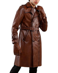 Astro Tan Leather Trench Coat