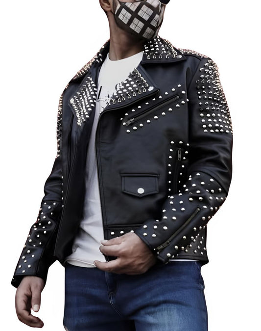 Bravado Black Studded Biker Leather Jacket