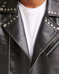 Carisma Black Studded Biker Leather Jacket