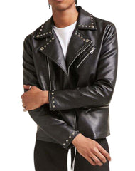 Carisma Black Studded Biker Leather Jacket