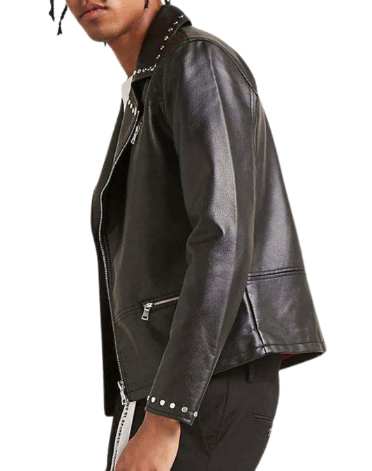 Carisma Black Studded Biker Leather Jacket