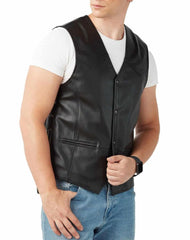 Cazador Black Leather Vest