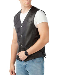 Cazador Black Leather Vest