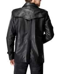 Cesar Black Leather Coat