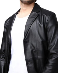 Espiritu Black Leather Coat