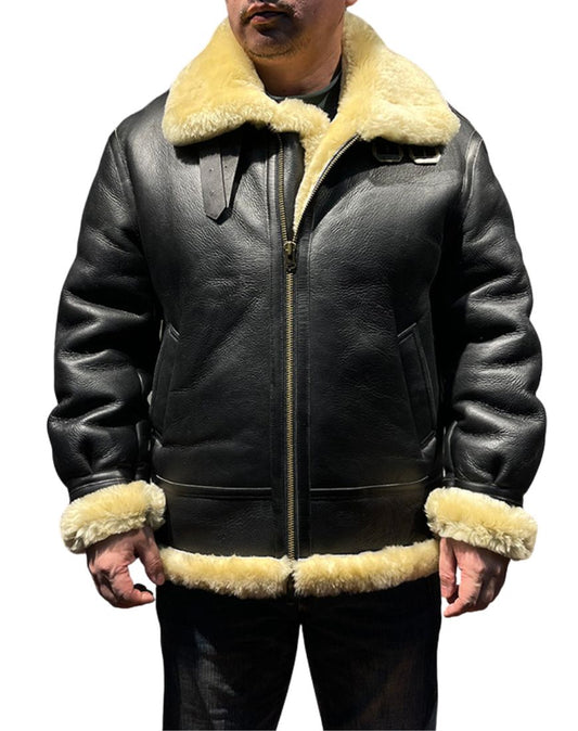 Everest Black Leather G-1 Bomber Leather Jacket