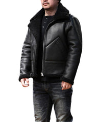 Explorer Black Bomber Leather Jacket