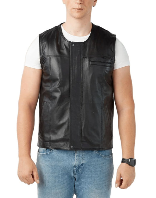 Fuego Black Leather Vest