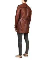 Idolo Cognac Leather Coat