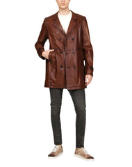 Idolo Cognac Leather Coat