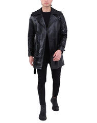 Kaiser Black Leather Coat