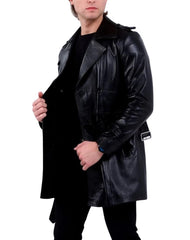 Kaiser Black Leather Coat