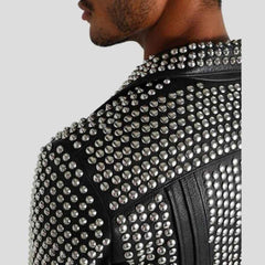 Knight Black Studded Biker Leather Jacket