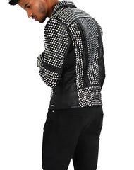 Knight Black Studded Biker Leather Jacket