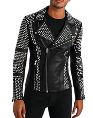 Knight Black Studded Biker Leather Jacket