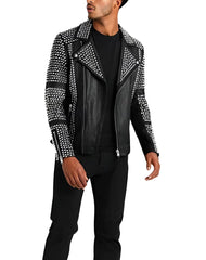 Knight Black Studded Biker Leather Jacket