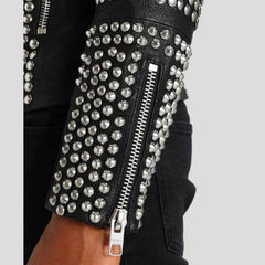 Knight Black Studded Biker Leather Jacket