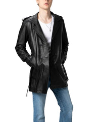 Mistico Black Leather Coat