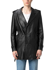 Mistico Black Leather Coat