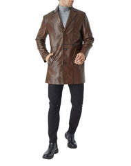 Ocaso Brown Leather Trench Coat