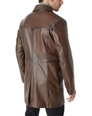 Ocaso Brown Leather Trench Coat