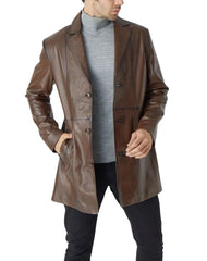 Ocaso Brown Leather Trench Coat