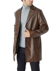 Ocaso Brown Leather Trench Coat