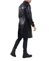 Rebelde Black Leather Trench Coat