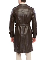 Samurai Brown Leather Trench Coat