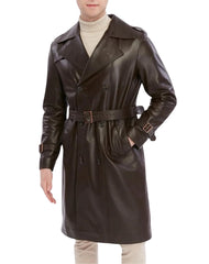 Samurai Brown Leather Trench Coat