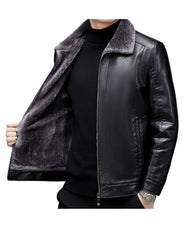 Timberline Black Faux Shearling Leather Jacket