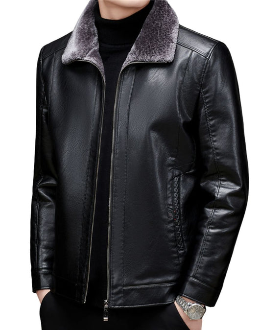 Timberline Black Faux Shearling Leather Jacket