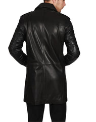 Unico Black Leather Trench Coat