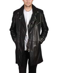 Unico Black Leather Trench Coat