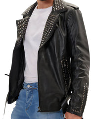 Vero Black Studded Biker Leather Jacket