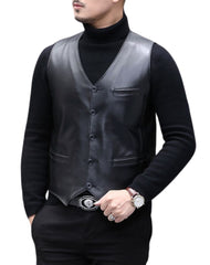 Zorro Black Leather Vest