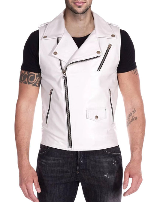 Halcon White Leather Vest