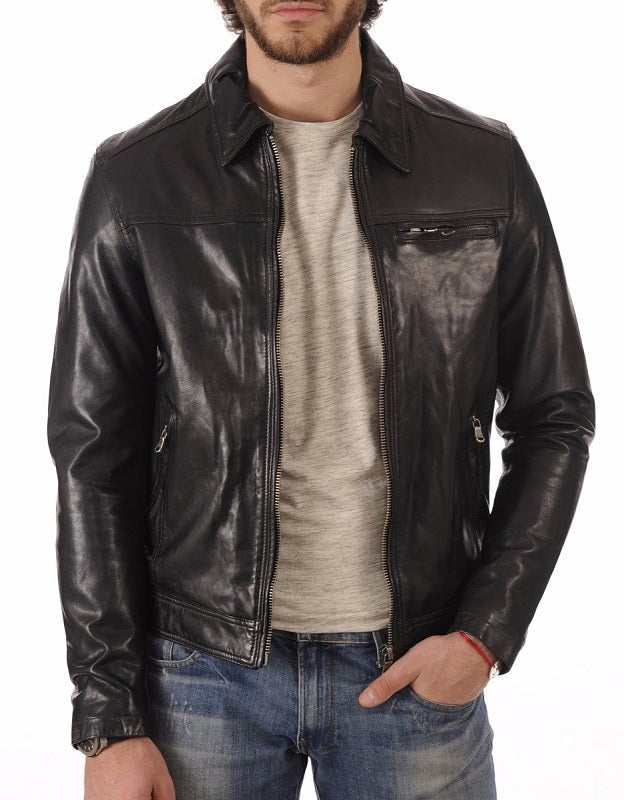 Mens Black Leather Jacket Confident Ride