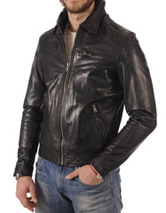 Mens Black Leather Jacket Confident Ride