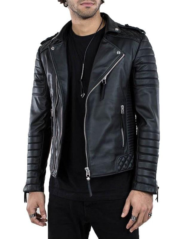 Men's Real Lambskin Leather Moto Jacket: Embrace Urban Edge