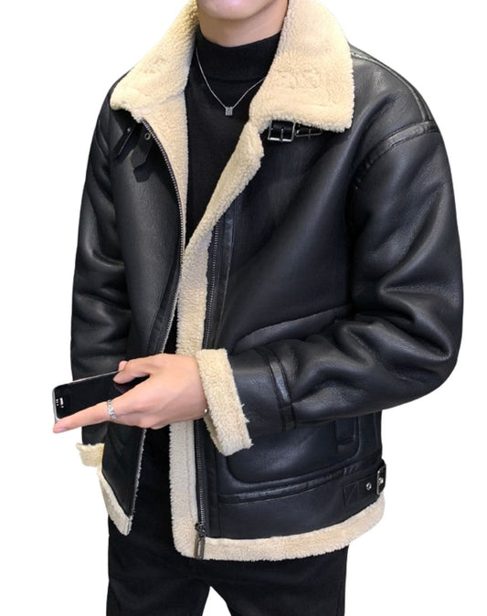 Boreal Black Shearling Leather Jacket