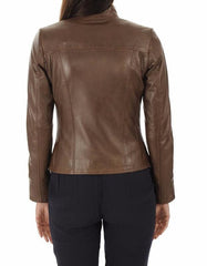 Mirage Brown Leather Biker Jacket