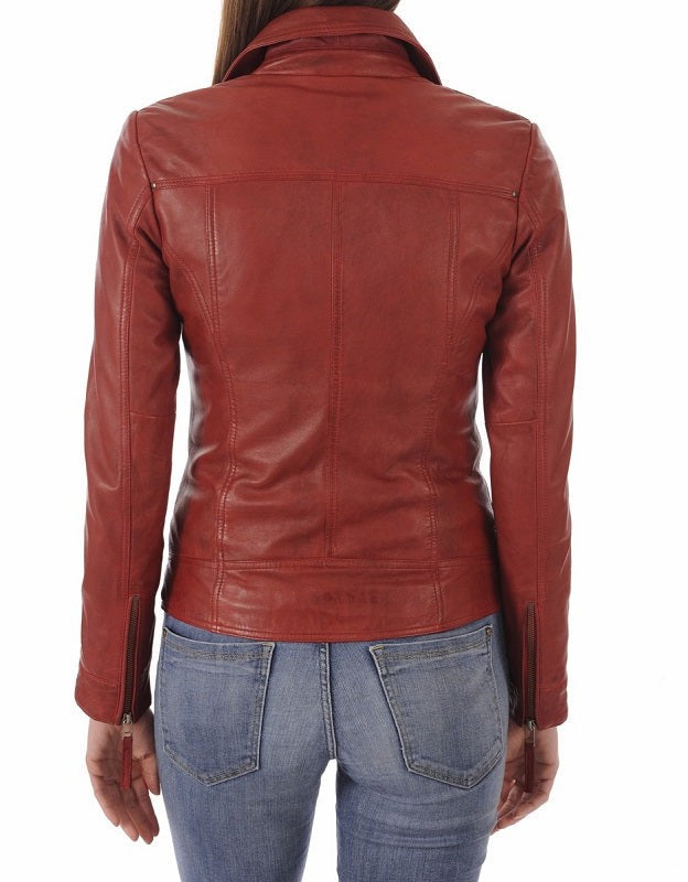 Nebula Tan Leather Biker Jacket