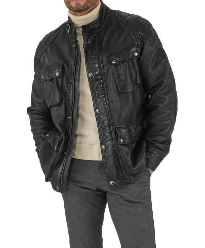 Nemesis Black Leather 3/4 Length Jacket