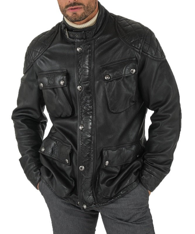 Nemesis Black Leather 3/4 Length Jacket