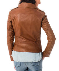 Noir Tan Leather Biker Jacket